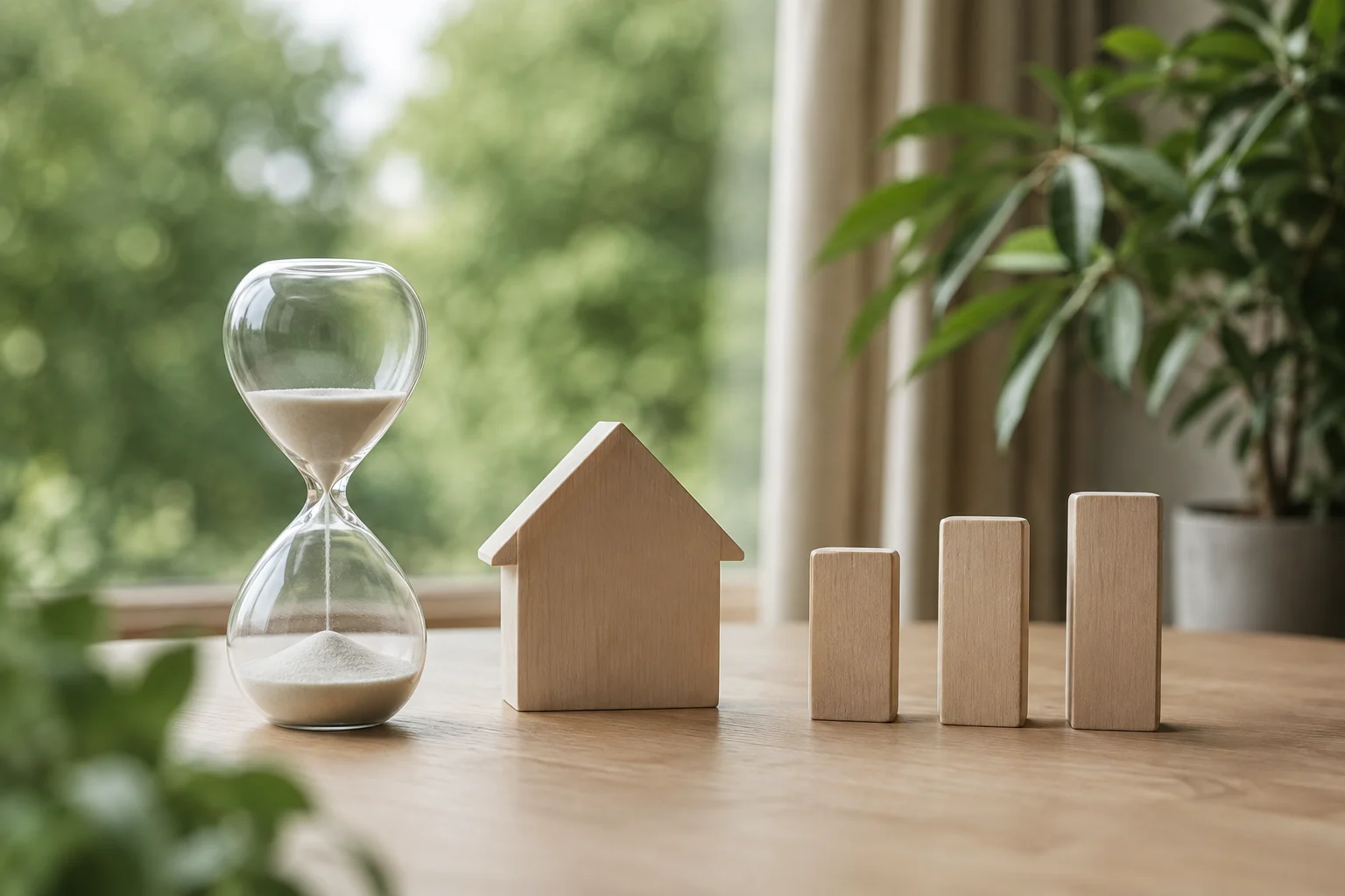 Sinnbildliche, textfreie Darstellung zum Thema Dauer eines Immobilienverkaufs